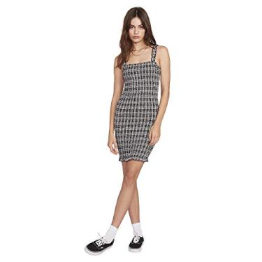 Imagem de Volcom Vestido xadrez feminino severamente fino, Combo preto, GG