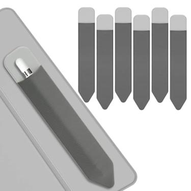Imagem de Lousrnman Suporte para Apple Pencil, pacote com 6 capas para Apple Pencil 1ª 2ª geração, bolso elástico para caneta stylus atualizado (6 peças cinza)