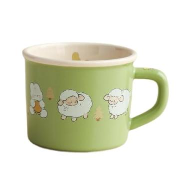 Imagem de Heardbeli Caneca de café de cerâmica com alça de 400 ml, presente requintado e inovador (verde)