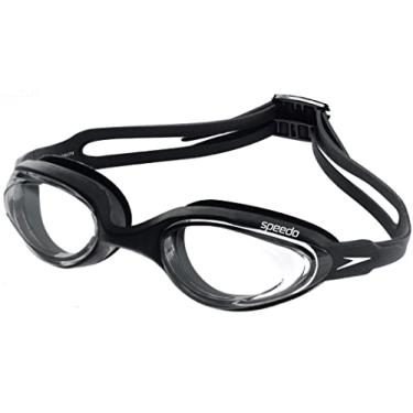 Imagem de Óculos de Natação Speedo Hydrovision Adulto Antiembaçante Proteção UV Águas Abertas Triathlon (Preto/Cristal)