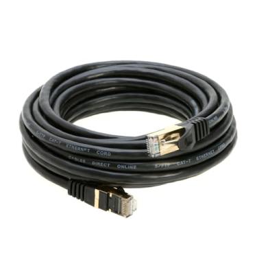 Imagem de Cabo de rede Ethernet RJ45 de 10 Gigabit Ethernet com cabo banhado a ouro de 6 FT - 200 FT U/FTP CAT 7, Black Round, 20ft
