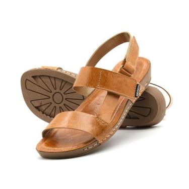 Imagem de Sandália Flatform Goa Em Couro Crush Caramelo - 14255Cc - Andacco