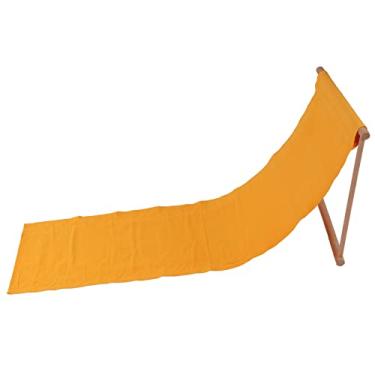 Imagem de Cadeira de Praia Portátil, Cadeira de Acampamento Portátil Reclinável Esteira Lounge Faia Lona Praia Lounge Cadeira para Férias Ao Ar Livre Viagem Viagem (Amarelo)