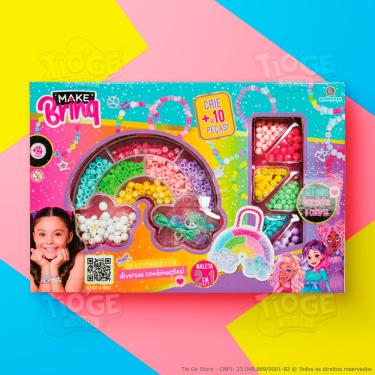Imagem de Kit de Miçangas Infantil Porta-joias Arco-íris Faça Você Mesmo Bijuterias Pulseiras Colares Acessórios Makebrinq