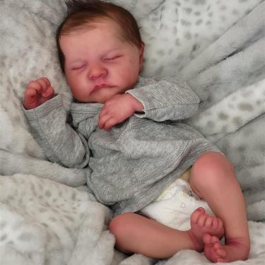 Imagem de SHENGX Bebe Reborn Realista Menino, 49cm/19" Silicone, 2.4 Libras, Boneca Reborn Realista Recém-Nascido, Vem com Roupas, Mamadeiras, Chupetas, etc.