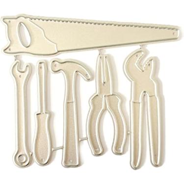 Imagem de Ferramentas de reparo cortadas para fazer cartões, ferramenta de martelo de chave inglesa, matrizes de corte de metal, parabéns, cortes, molde de estênceis em relevo para decoração de scrap-booking,