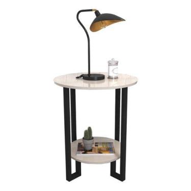 Imagem de Mesa Apoio 2 Tampos Pés Preto - Branco - RDS