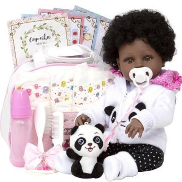 Imagem de Bebe Reborn Negra Princesa Pandinha Linda Com Kit 21 Itens - Cegonha R
