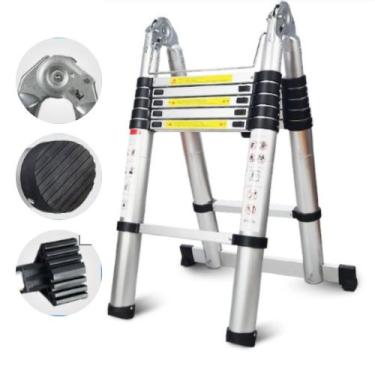 Imagem de Escada Telescópica Extensível Alumínio Dupla 16 Degraus 2,4/5 Metros S