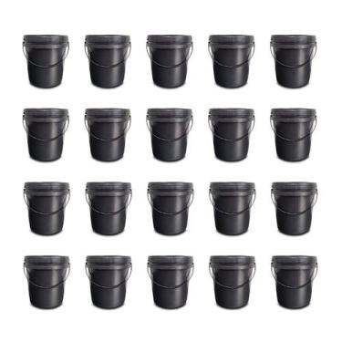 Imagem de 20 Unidades Balde Baldinho Preto 3,6 Litros Multiuso Tampa Alça  - Ama