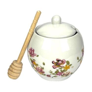 Imagem de Porta Mel Meleira Le Jardin Porcelana C/Pegador Bambu 350ml - Haüskraf