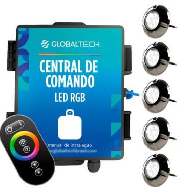 Imagem de Kit 5x LED RGB Piscina 9W Luxpool + Central Globaltech, 9 kW