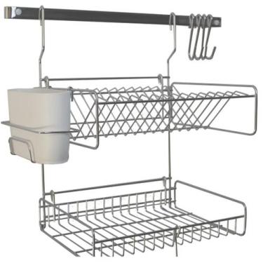 Imagem de Escorredor de louças dobravel com barra cromado - N&E ARAMADOS, Cinza