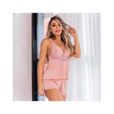 Imagem de Baby Doll Feminino Sensual De Renda - Fitmoda, Rosa, P