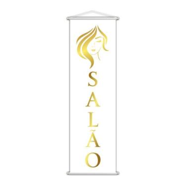 Imagem de Banner Salão De Beleza Mulheres Lona Serviço Branco 100x30cm - PlimSho