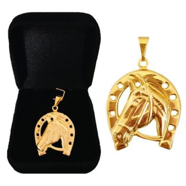 Imagem de Pingente para Corrente Ferradura Cavalo Peão Banhado a Ouro 18k - Dini