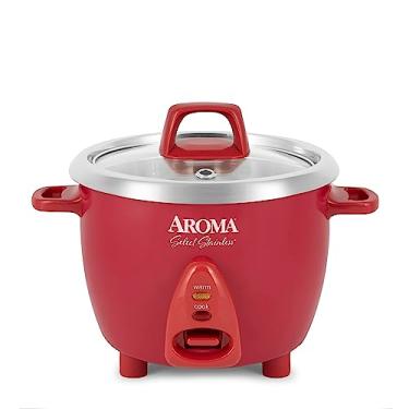 Imagem de Aroma Housewares Selecione panela de arroz inoxidável e aquecedor com panela interna não revestida, 6 xícaras (cozidas)/ 1,2 litros, ARC-753SGR, vermelho