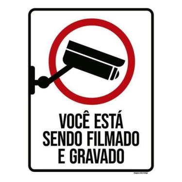 Imagem de Placa Sinalização - Você Está Sendo Filmado Gravado 18X23 - Sinalizo