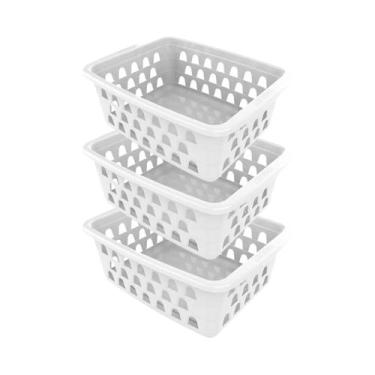 Imagem de Kit 3 Cesto Organizador Telado Sem Tampa 16 cm - Uninjet, Branco