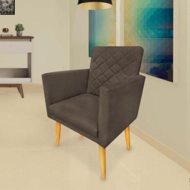 Imagem de Poltrona Decorativa Maitê Suede Marrom para leitura - 2M Decor