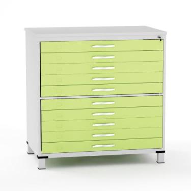 Imagem de Mapoteca em Aco 10 Gavetas Pandin Cinza e Verde Miró