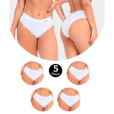 Imagem de Kit 5 Calcinha IMI Lingerie Em Algodão Ivy Branca, GG, Branco