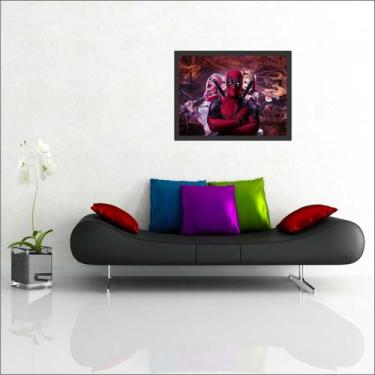 Imagem de Quadro Decorativo Deadpool Arlequina Super Heróis Salas Quartos Decora