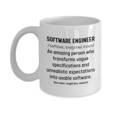 Imagem de Caneca de engenheiro de software, presentes engraçados para estudantes de engenharia de computação, caneca de café definição, presente de desenvolvedor de software para formatura, aniversário, Natal