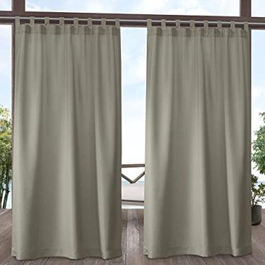 Imagem de Exclusive Home Curtains Par de painel de cortina superior liso para ambientes internos/externos, 137 x 241 cm, castanho-acastanhado