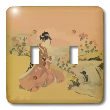 Imagem de 3dRose lsp_184591_2 Impressão de Vintage Japonesa Near River Light Switch Cover