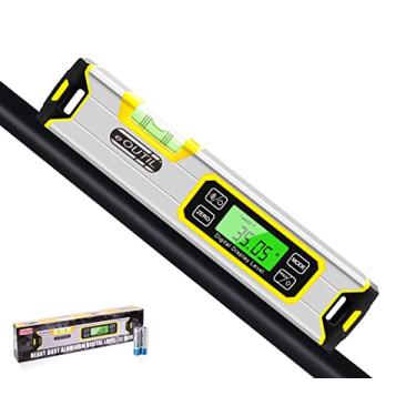 Imagem de Nível digital e transferidor, inclinômetro eletrônico protegido IP54 de 30,5 cm com luz de fundo de LED grande e base de ranhura em V magnetizada (amarelo