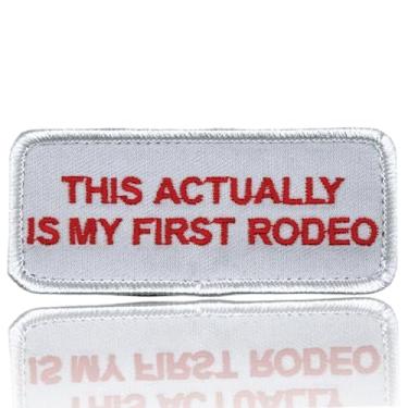 Imagem de Western Patches - This Actually is My First Rodeo | Adesivos caubói cowgirl para chapéu, colete, mochila | Patch de gancho e laço (bordado)