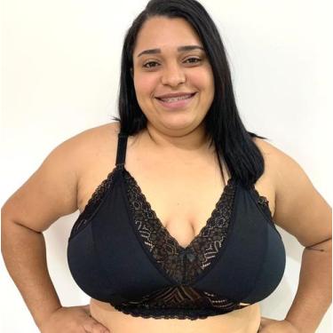Imagem de Sutiã Renda Plus Size Amamentação - Charme Delas, 52, Preto
