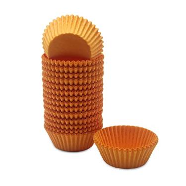 Imagem de Bakehope Mini forros de cupcake à prova de gordura, copos de papel premium para celebração de festas, (laranja, 300 unidades)