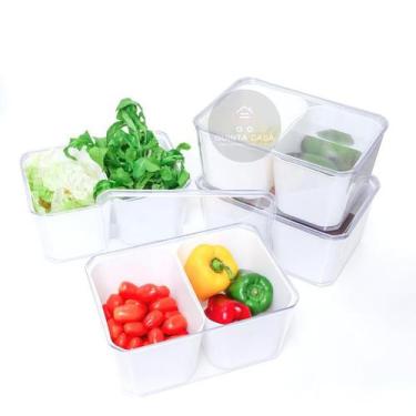 Imagem de Kit 4 Organizadores de Geladeira Acrílico Escorredor Interno Duplo - L