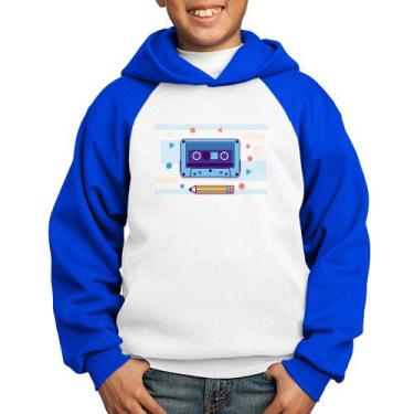 Imagem de Moletom Infantil Fita Cassete - Foca na Moda, Branco, Azul, 10