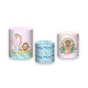 Imagem de Trio de Capas de Cilindro - Arca de Noé Cute Rosa 007 - Via Cores