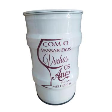 Imagem de Lixeira metalica tambor com os passar dos vinhos vintage tonel 50lt de