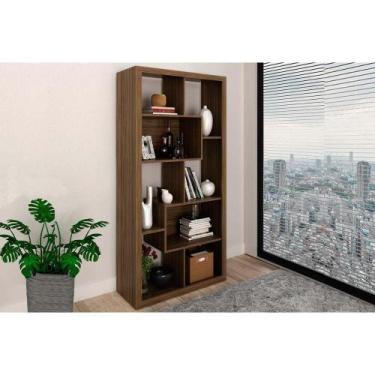 Imagem de Estante Livreiro Casal E1712 c/ 2 Nichos Nogal - Tecno Mobili