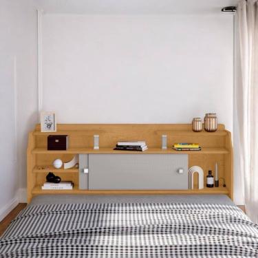 Imagem de Cabeceira Casal Com Portas Crystal Naturalle E Off White