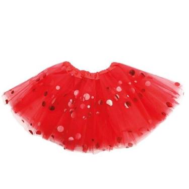 Imagem de Saia de Tule Vermelha e Bolinhas para Festa Fantasia Adulto 38x24cm 1U