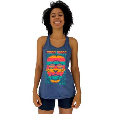 Imagem de Regata Feminina Recorte Nadador MXD Conceito Lion Good Vibes, Azul pet