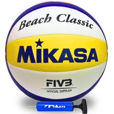 Imagem de Bola De Vôlei Praia Beach Pro Mikasa + Bomba Ar Profissional