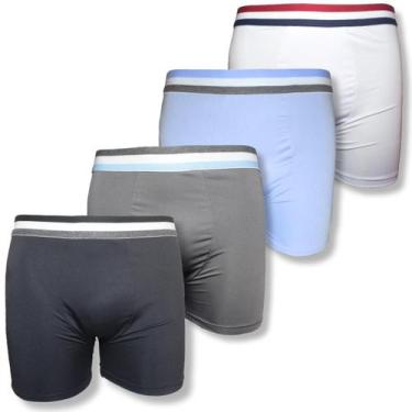 Imagem de Kit 4 Cueca Boxer Masculina Microfibra Elastica Box Lisa - Rupee, P, S