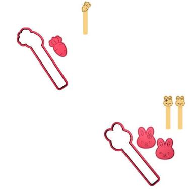 Imagem de Kit 3 Cortadores Páscoa Stick Coelhos Cenoura - DOCE IMPRESSO, 15cm