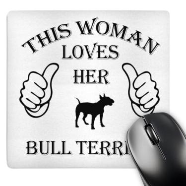 Imagem de 3dRose Mouse Pad Woman Loves Bull Terrier raça de cachorro, 20 x 20 cm (mp_262437_1)