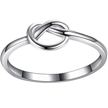 Imagem de Kingray Jewelry Anel de compromisso de amizade com nó de amor de aço inoxidável tamanho 3-13, Metal