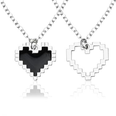 Imagem de yaozeio Colar de amor combinando para mulheres e homens, 2 peças de colares de amizade para melhores amigas, presentes de aniversário de Natal para casais, namorado, esposa, marido, aniversário, dia