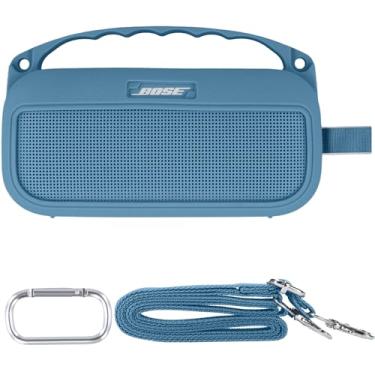 Imagem de Baval Capa de silicone macio para Bose New SoundLink Flex Alto-falante Bluetooth portátil 2ª geração, capa de silicone azul