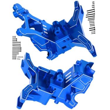 Imagem de hopsupRC RC Aluminum Front&Rear Gearbox Cover/Gear Transmission Gearbox Set&Motor Mount Upgrades Part for 1/10 Kraton 4x4 4S V2 BLX/Outcast 4x4 4S V2 BLX.Motor Mount Gear Cover Hops Up.Navy Blue